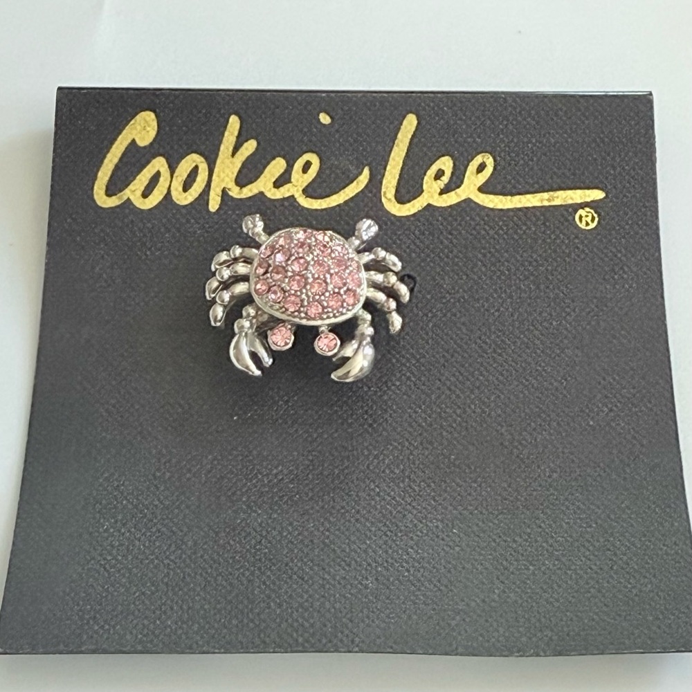 🦀 Cookie Lee Genuine Crystal Pink Crab Brooch - Picture 4 of 7